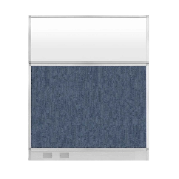 Hush Panel Configurable Cubicle Partition 5' x 6' Ocean Fabric Frosted Window w/ Cable Channel